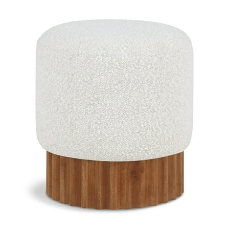 Meridian Furniture Veranda Boucle Fabric Ottoman/Stool in Cream/Brown