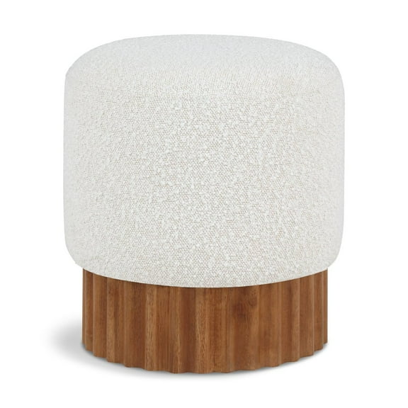 Meridian Furniture Veranda Boucle Fabric Ottoman/Stool in Cream/Brown