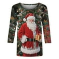 thumbnail image 6 of Cadancy Christmas Sweatshirt for Women 3/4 Sleeve Holiday Party Blouses Pullover Fashion Funny Xmas Tops Casual Crewneck Santa Claus Print Shirts, 6 of 7