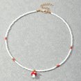 thumbnail image 2 of Collar en capas de perlas de imitación con cuentas de colores, gargantilla de disco de vinilo Heishi Surfer hecha a mano, collar con colgante de hongo lindo arcoíris, joyería de moda de playa de verano para mujeres y niñas oso de fresa Electrónica, 2 of 2