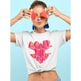 thumbnail image 2 of Love Me More Slogan 3d Heart Shaped T-Shirt Women -Image by Shutterstock, Female Large, 2 of 4