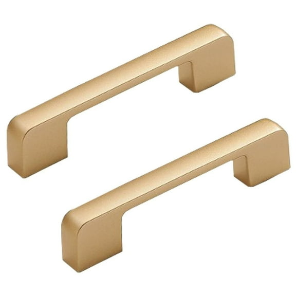 HDJNal Flat Sandy Gold Cabinet Handle Square Zinc Alloy Cabinet Pulls/Handles/Knobs, Strong and Durable for Drawer and Wardrobe (2 Pcs , CC-96MM)