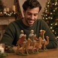 Three Nativity Figurines with Riding Camels and Traditional Robes, Set ...