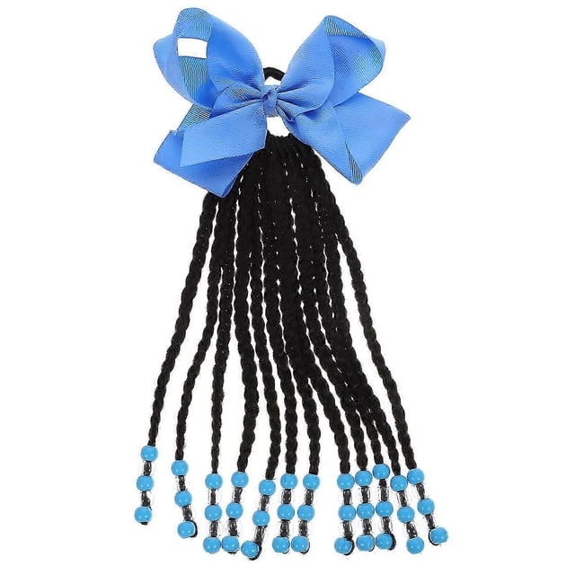Extensión de coleta trenzada para niñas pequeñas, extensión de trenza con lazo y cuentas, peluca de coleta
