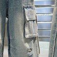 thumbnail image 6 of NOLDARES Baggy Jeans for Men Y2K Streetwear Vintage Wide Leg Loose Fit Denim Pants Skater Carpenter Jeans,Navy,15-16 Y, 6 of 7