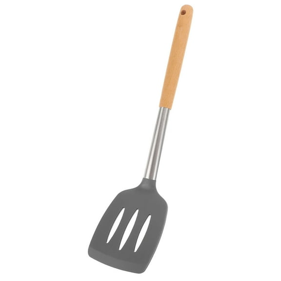 unbranded 1Pack Silicone Turner Spatula With Wooden Handle 35.6X8.3X4.8CM For Cooking