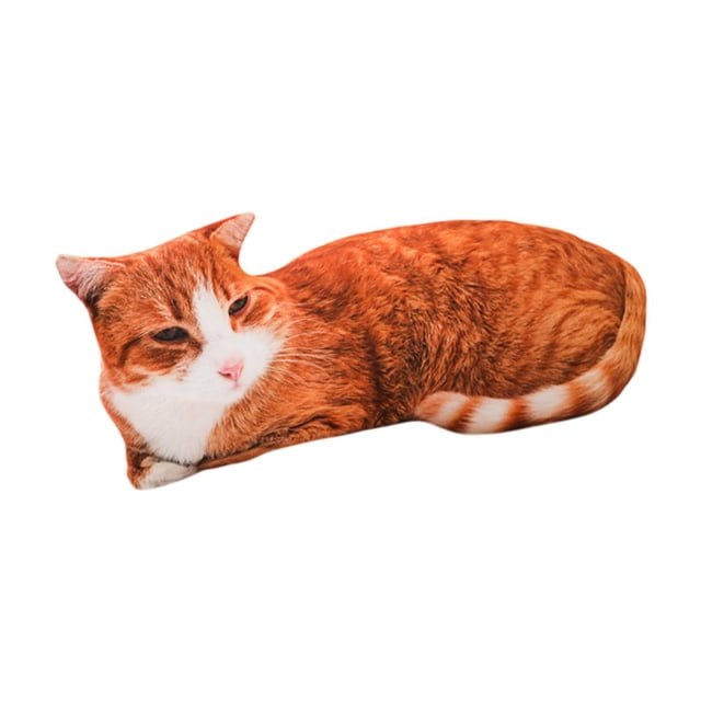 Almohada con forma de gato, suave y cómoda, reposacabezas realista, linda y corta de peluche para Estilo C