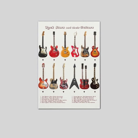 Guitar Poster Rock Stars And Their Guitars Posterstyle Size 24''x36'' Goldengate