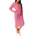 thumbnail image 2 of INSPIRE CHIC Women's' Fall Winter Casual Sweater Sets V Neck Cardigan Two Piece Outfit Midi Skirts Lounge Set S Pink, 2 of 5
