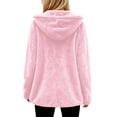 thumbnail image 4 of Scyoekwg Women's Hooded Fleece Zip Up Jacket Long Sleeve Drawstring Sherpa Coat with Side Pockets Soft Warm Loose Fit Fall Winter Outerwear,Size:S-XXL, 4 of 7
