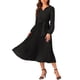 thumbnail image 1 of Vestido de trabajo sin mangas de cuello en V elegante y plisado de INSPIRE CHIC para mujeres, negro, XL, 1 of 1