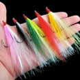thumbnail image 4 of Fishing Bucktail Teaser Hooks, 10pcs Saltwater Fishing Jigs Teaser Hooks High Carbon Steel Hooks with Crystal Flash Feather Skirt for Fluke Flounder Salmon Trout Sea Bass Steelhead, 4 of 7