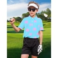 thumbnail image 4 of Lanbubble Boys Polo Shirt Hawaiian Palm Print Short Sleeve Casual Golf Collared Shirts Sizes 7-14Y, 4 of 5