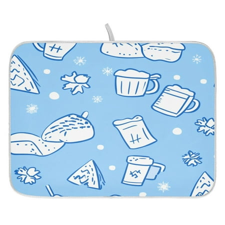 

Winter Series Pattern Dish Drying Mat for Kitchen Quick Drying Absorbent Soft Durable 16 x 18