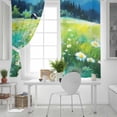 thumbnail image 5 of Blue Green Forests Blackout Curtains for Bedroom, Spring Oil Painting Daisy Nature Landscape Thermal Insulated Kitchen Drapes with Grommets, Light Blocking Window Treatment, 2 Panels 52" x 45", 5 of 7