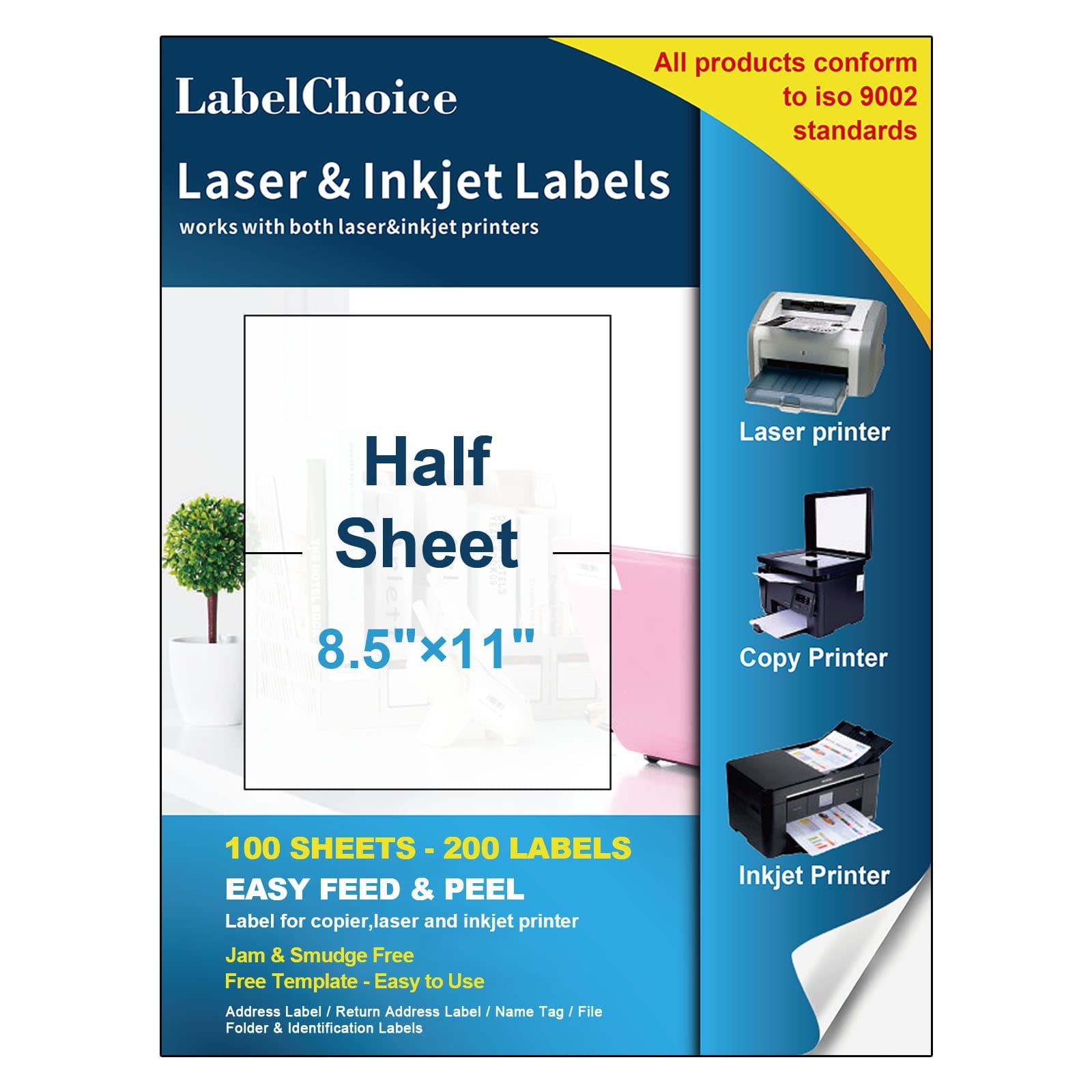 teenager sværd Repræsentere Labelchoice 100 Sheets 200 Labels Half Sheet Self Adhesive Shipping Labels  for Laser & Inkjet Printers, 8.5" x 5.5" Shipping Mailing Labels, 2 per  Page Shipping Labels, 5 1/2 x 8 1/2 Half Sheet Labels - Walmart.com