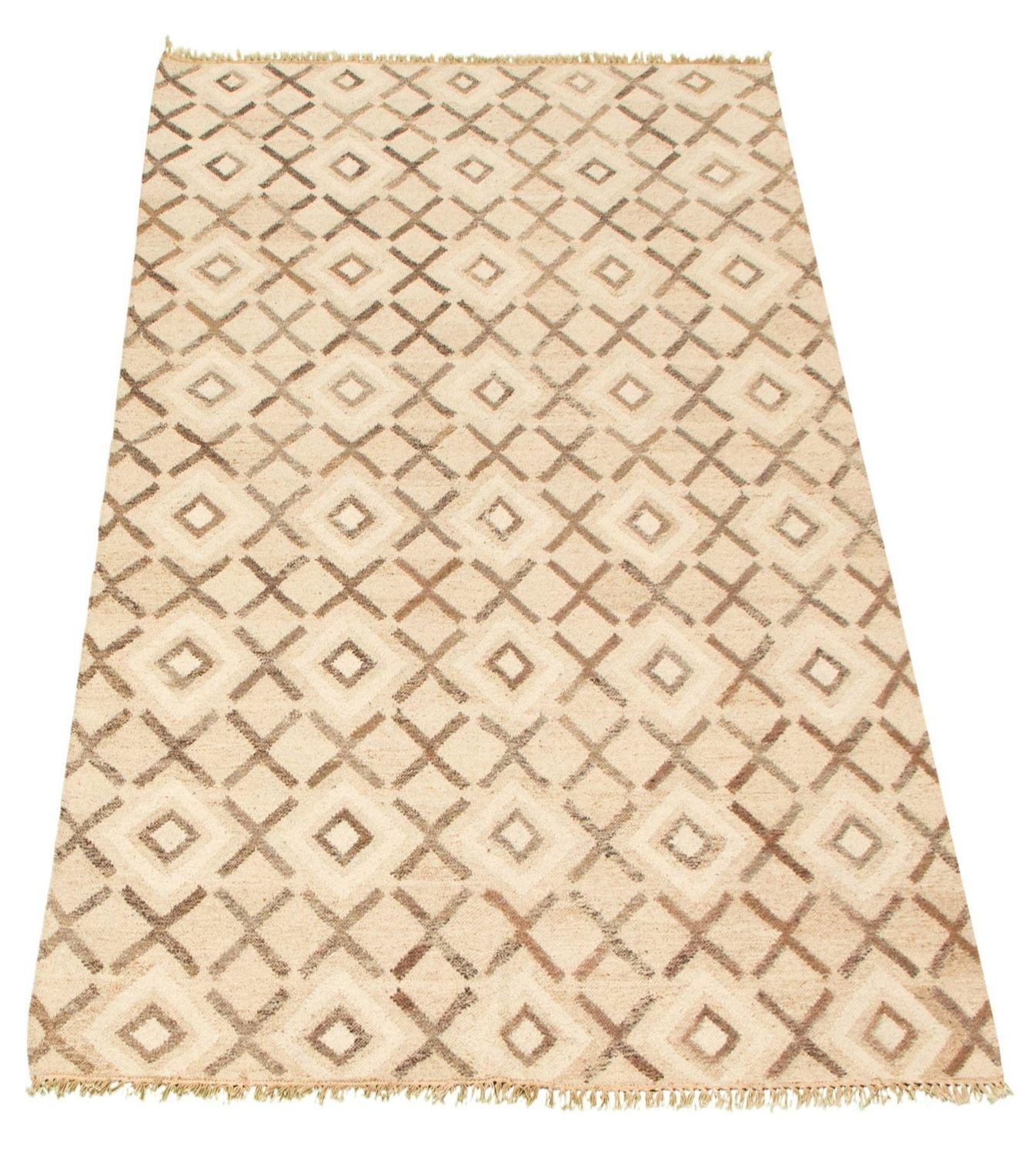 ECARPETGALLERY 5'6" x 7'7" Flat-weaves & Kilims Organica Hand Made Area Rug for Living Room, Dining Room and Bedroom in Ivory
