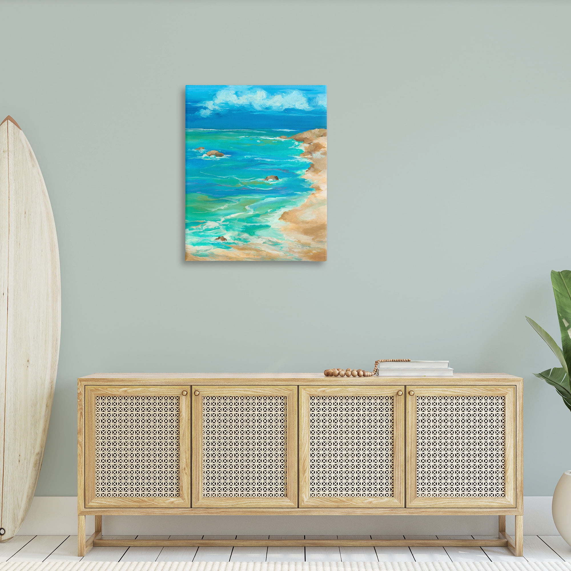 Stupell Industries Vivid Rocky Beach Cove Landscape Painting Gallery Wrapped Canvas Art Print Wall Art, 30 x 40