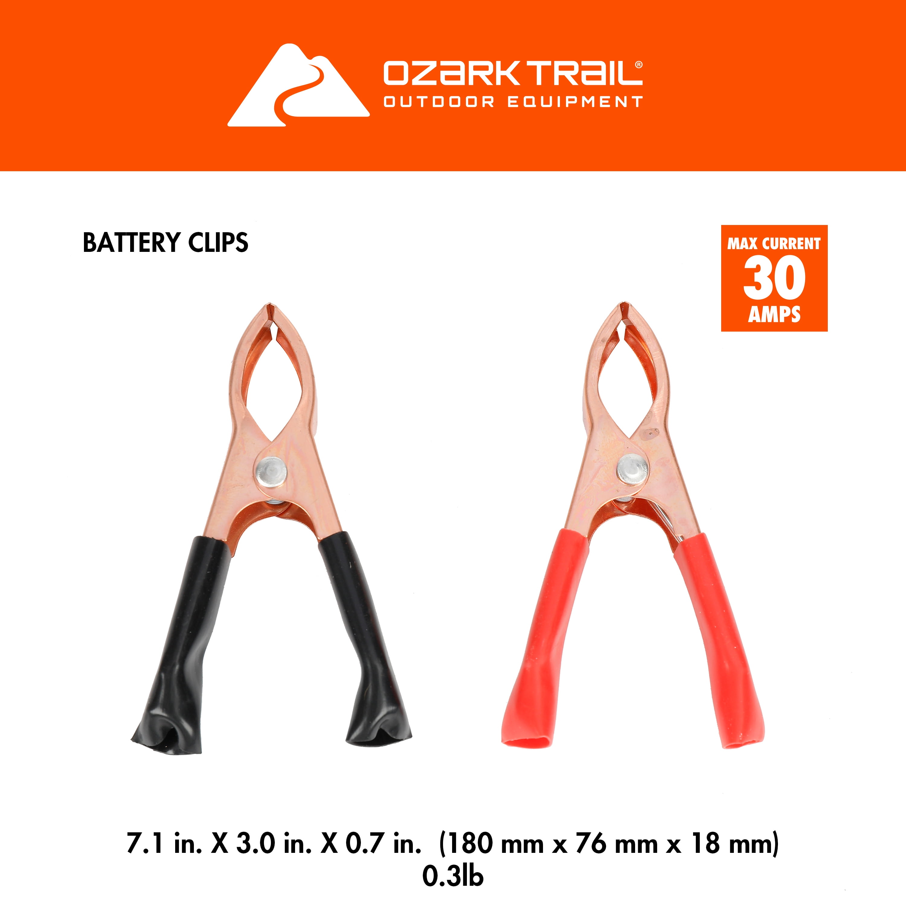 Ozark Trail 3 inch Boating Battery Clips for Jump Starter Cables, 30 Amps