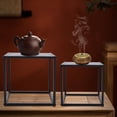 thumbnail image 6 of 2pc Modern Metal Coffee Table Square Tray Side/End Table Office Home Matt Black, 6 of 15