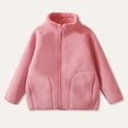 thumbnail image 2 of Zynoxe Girls and Boys Solid Color Fleece Jackets Winter Stand Collar Zip Up Raglan Sleeve Layering Jacket with Pockets Relaxed Fit Casual Warm Coat, 2 of 5
