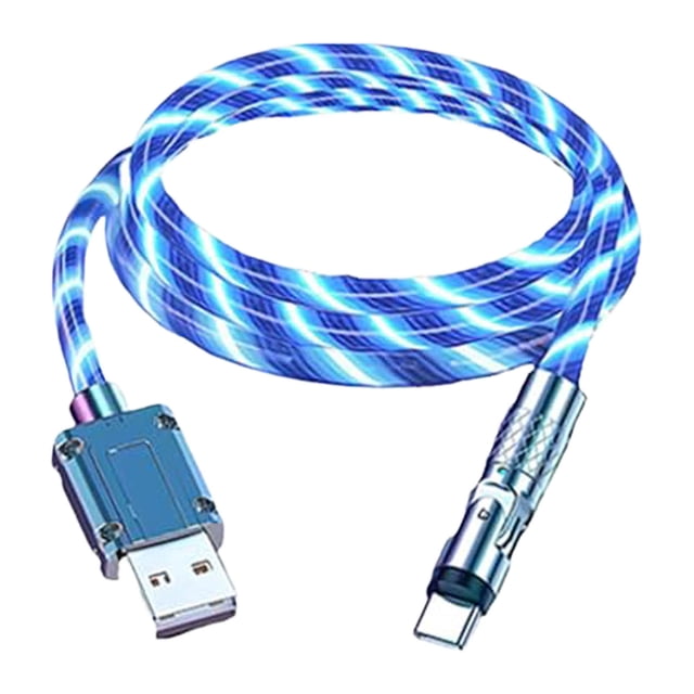 Rotating Streamer Data Fast Charge Cord With Flowing Lights 3A Fast Charging Nighttime Glow Flexible Connector Durable Tear-Resistant Wide Compatibility For USB Gadgets