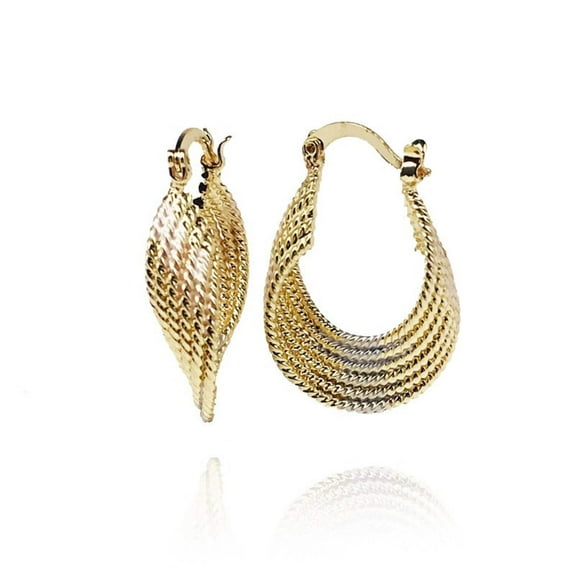 JoeytheJewelryNY 18k Layered real gold Plated twisted tri colors hoop earrings #46
