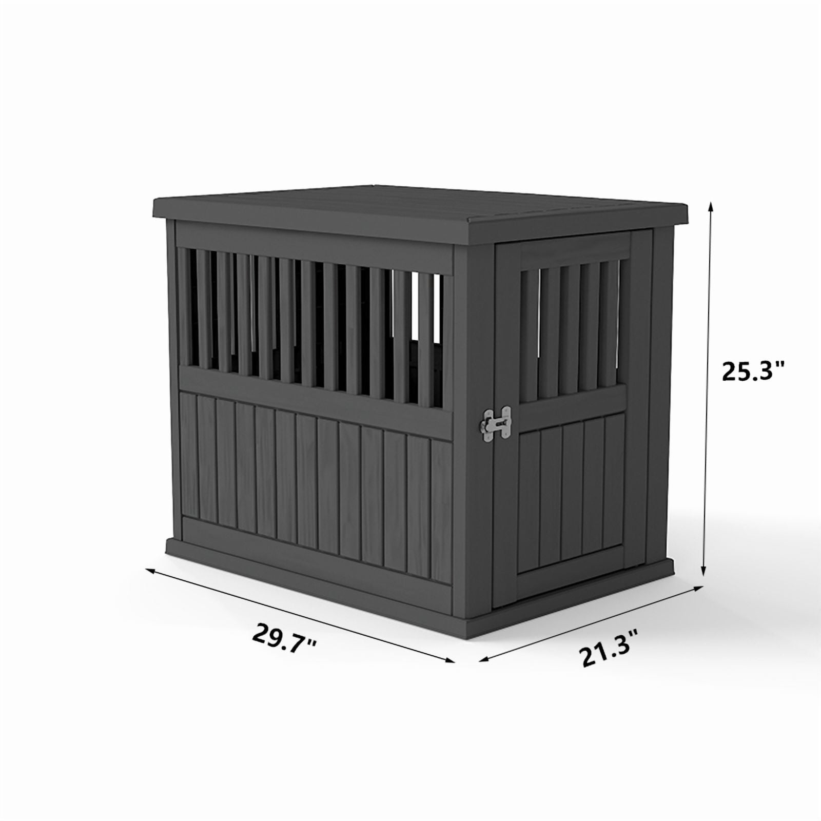 Yardgrace Large Dog Crates for Large Dogs, Indoor Outdoor Weatherproof Resin Dog Kennel with Roof and Elevated Floor (39.4"L x 28.4"W x 32.8"H, Black)