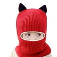 thumbnail image 4 of Baby Autumn Winter Face Mask Windproof Wool Hat With Scarf Warm Knitted Caps Wrap for Kids 2-5 Years Old (Red Free Size), 4 of 11