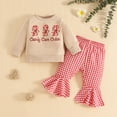 thumbnail image 2 of REgarm Todddler Newborn Baby Christmas Outfit Boy Girl Fall Winter Clothes Embroidery Shirt Top Elastic Waist Plaid Pants Set Trendy 2 Piece Outfit,12-18 Months, 2 of 6