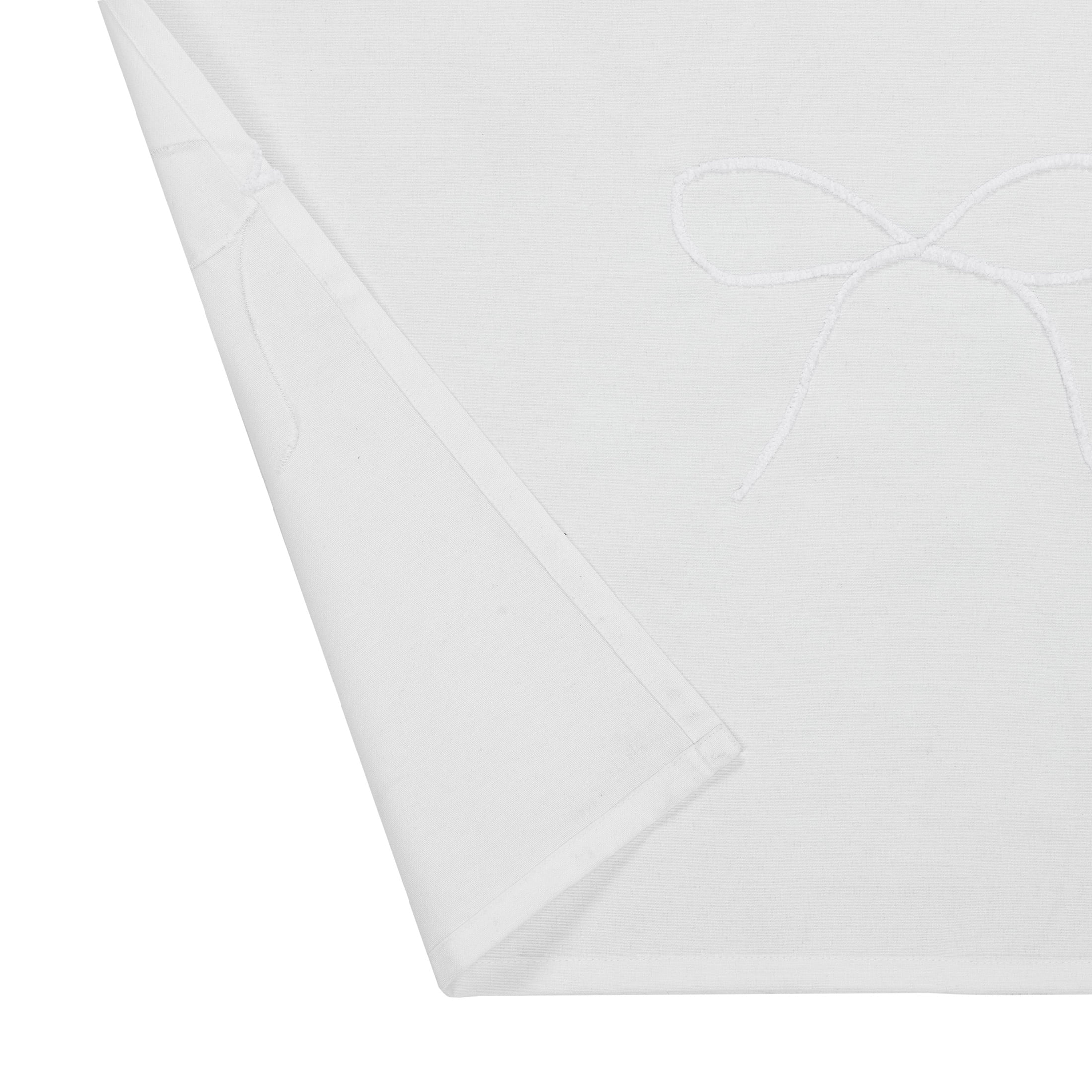 My Texas House White/White Embroidered Holiday Farmhouse Bow Cotton Shower Curtain, 72" x 72