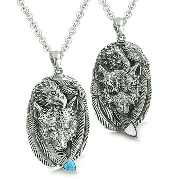 Bestamulets Amulets Love Couple Courage Wolf Eagle Unity Feathers Arrowhead Pendant Necklaces Com - Eagle Arrowhead Pendant Necklace