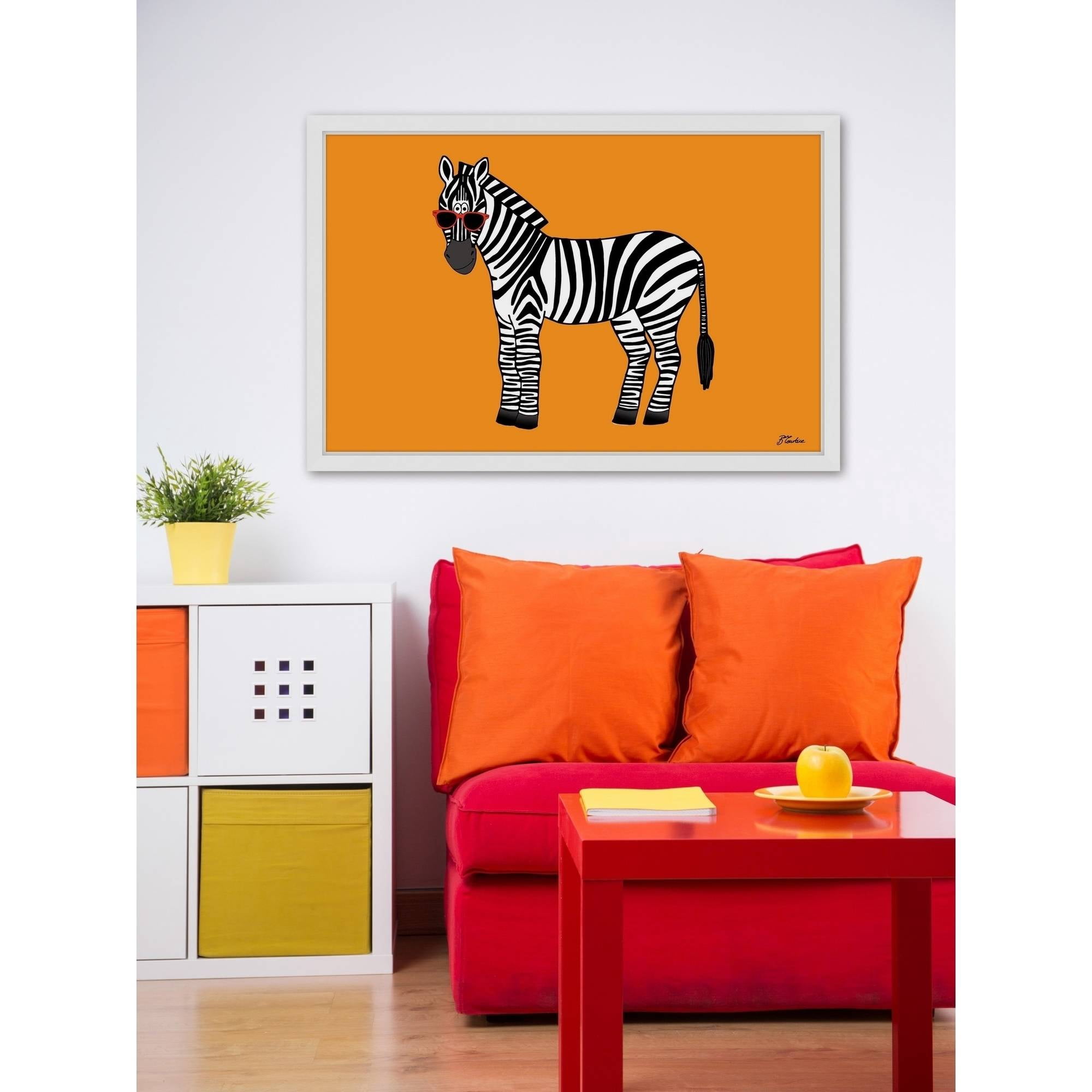 "Zebra Hippy Body" Framed Painting Print