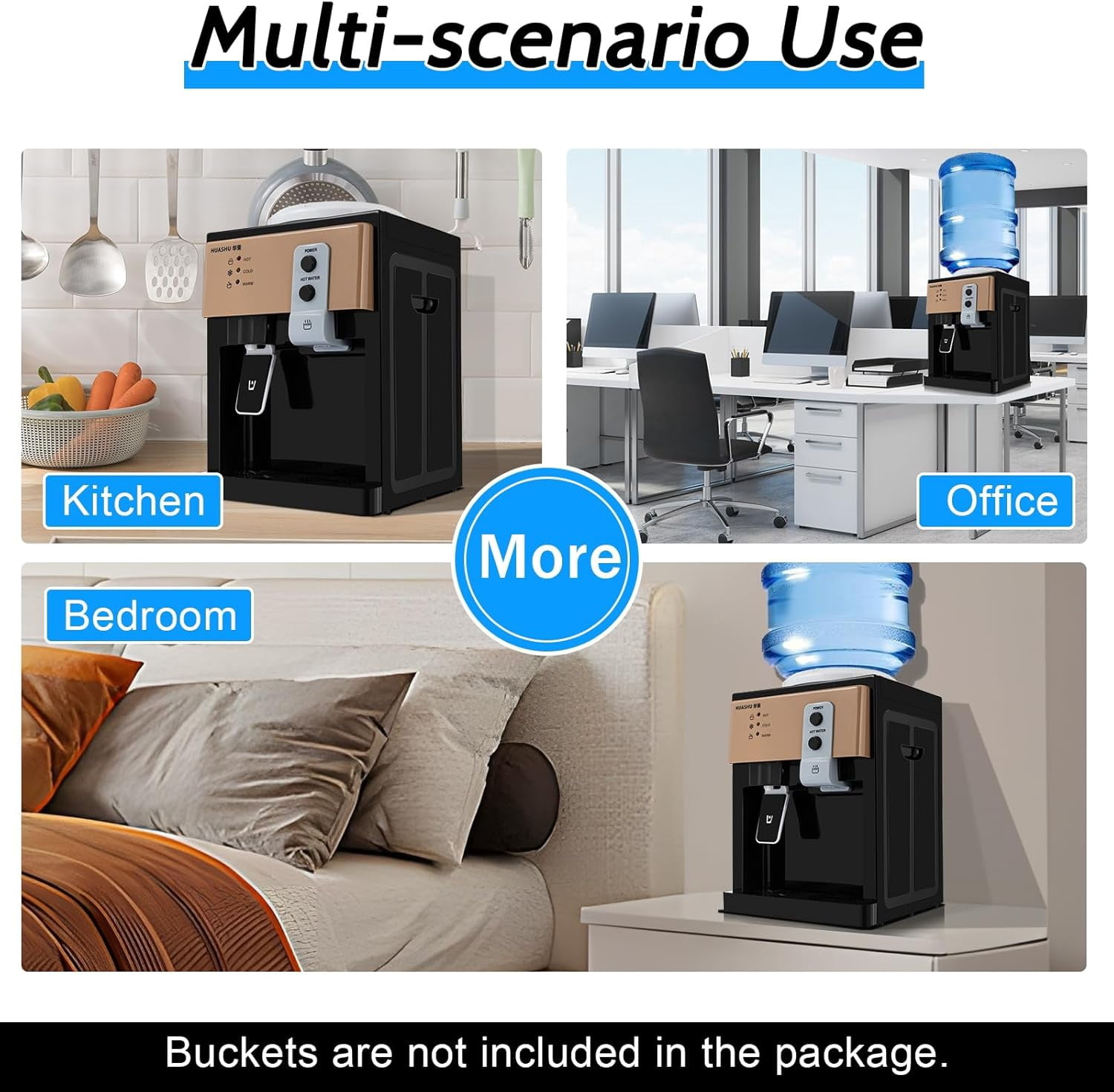 Top Loading Water Cooler Dispenser, 5 GallonWater Cooler Dispenser Desktop Water Dispenser 110V Electric Hot and Cold Dispenser for Home Office Dorm