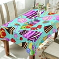 thumbnail image 3 of SKYSONIC Happy Birthday Delicious Cakes Rectangle Tablecloth,Valentine's Day Mother's Day Kitchen Decoration Dinner Rectangular Table Cover for Party Holiday Hotel BBQ-Machine Washable 60x60In, 3 of 7