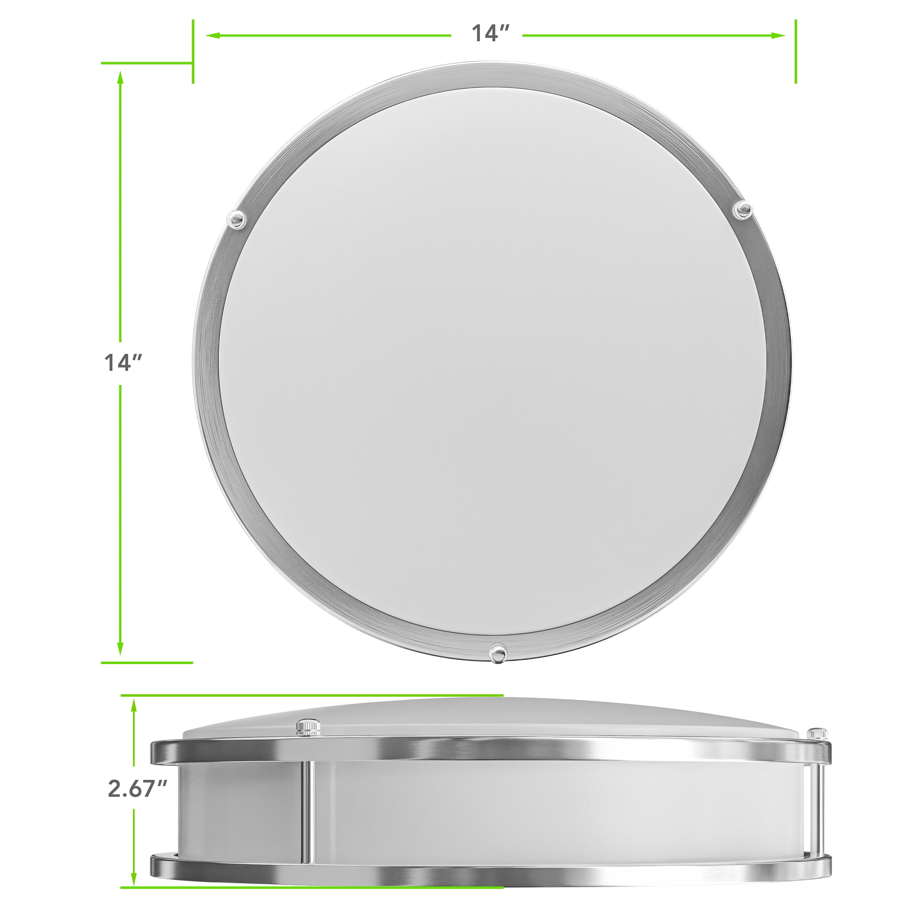 Leisure LED Brushed Nickel Ceiling Light 14 inch Flush Mount Adjustable Light Color (3000K/4000K/6500K) Surface Mount Ceiling Lamp for RV, Trailer, Camper, Boat DC 12V 28W
