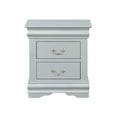 thumbnail image 3 of Nightstand with 2 Drawers, Louis Philippe III Finish - Bedroom Side Table, 14"W x 13"D x 5"H, Modern Metal Handle, Solid Pine & Veneer Silver + Synthetic Wood, 3 of 7