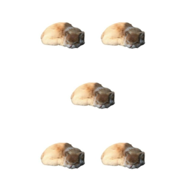Transemion Wide Application Emulation Sleeping Breathing Cat For Soft Touch Safe Decoration yellow 5Set
