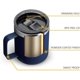 thumbnail image 5 of Sliding Lid- NavyTaza de café aislada de acero inoxidable de 12 oz con asa, taza de viaje al vacío de doble pared, vaso con tapa deslizante, azul marino, 5 of 5
