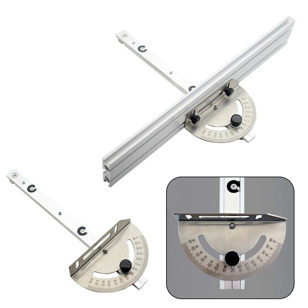 Woodworking Table Saw Adjustable Angle Ruler Miter Gauge with Track Stop Backer A