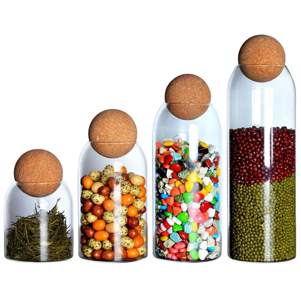 3 Pack Glass Jar with Airtight Seal Wood Lid Ball Clear Candy Jar Mason Jars Foo 