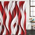 thumbnail image 2 of Red White Moire Standard Shower Curtain Set, Waterproof Shower Curtains for Bathroom, Modern Abstract Art Washable Fabric Cloth Bath Curtain for Bathtub Decoration with Hooks 72x72 Inches, 2 of 6