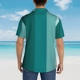 thumbnail image 4 of Honeii Teal Color Print Men’s Hawaiian Shirt,Classic Button-Down Short Sleeve Shirt, for Beach, Vacation, and Outdoor Activities,Medium, 4 of 7