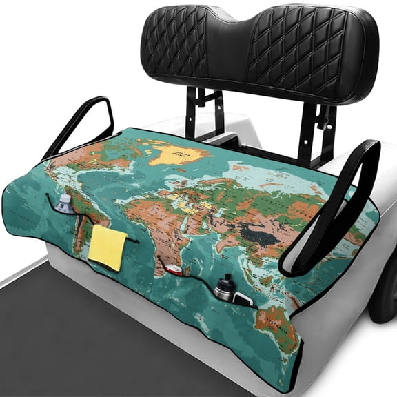 Uourmeti Map Design Golf Cart Seat Covers with 4 Pockets, Fit for Club Car Golf Cart Sports Suitable for Yamaha EZGO TXT RXV