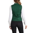thumbnail image 3 of Chaleco Jacquard Steampunk Inspire Chic para Mujer con Cuello en U, de Un Solo Botón, Floral, Gótico, Talla L, Verde, 3 of 6