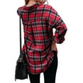 thumbnail image 4 of FASHIONWT Women Check Loose Plaid Shirt Pocket Casual Long Sleeve Shirt, 4 of 4