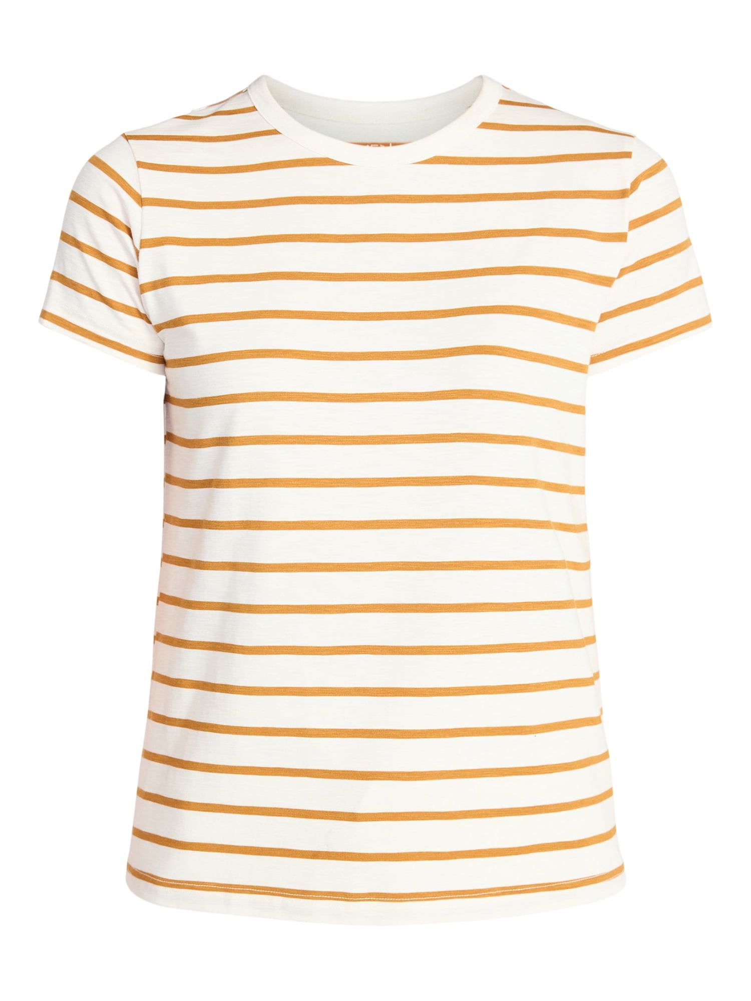 Time and Tru Women's Slub Crewneck Tee with Short Sleeves, Sizes XS-XXXL