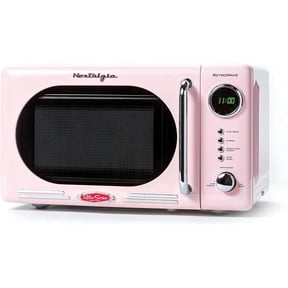 Open Box Nostalgia 0.7 cu ft Retro Microwave Oven, 700W Countertop Microwave Oven with LED Display, Pink
