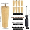 thumbnail image 3 of Wehilion Furniture Legs Round Solid Wood Furniture Feet Couch Legs Sofa Legs Replacement Legs for Armchair, Cabinet, Chair, Dresser or Home DIY Projects, Natural, 3 of 8