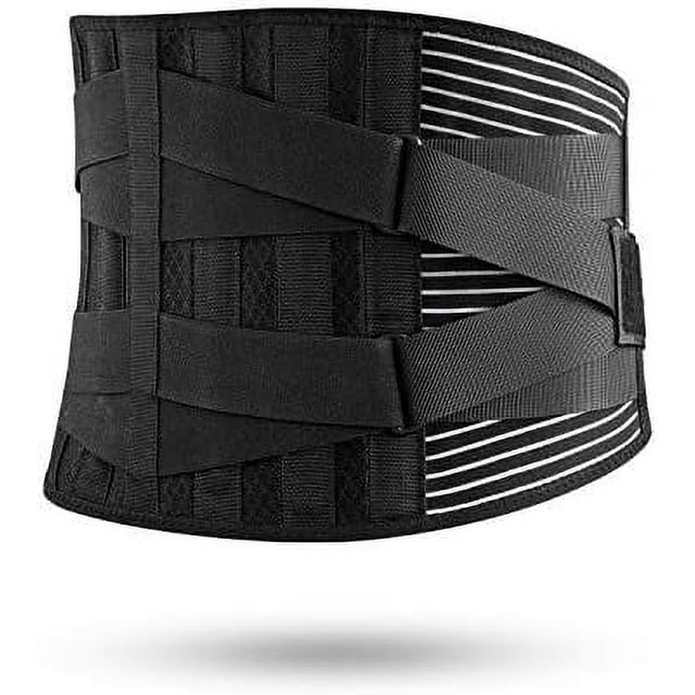 Faja lumbar para aliviar el dolor lumbar con 4 soportes, soporte lumbar transpirable con tejido de punto, ajuste personalizado con 2 correas ajustables, cinturón antideslizante para mujeres y